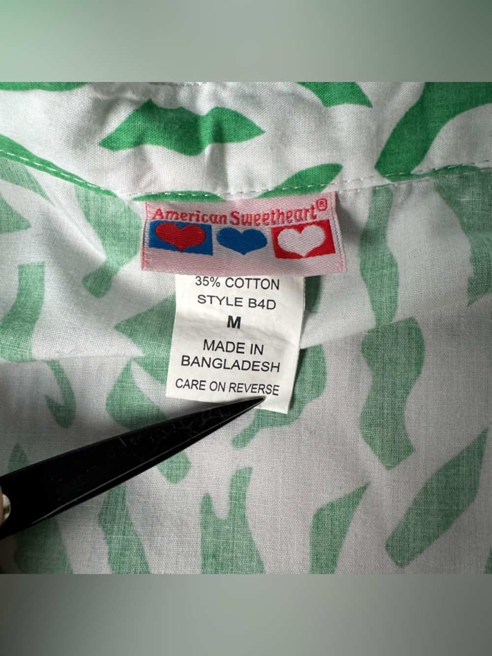 Vtg American Sweetheart Button Up Peter Pan Collared Green Zebra Print Sz Medium - Picture 2 of 9